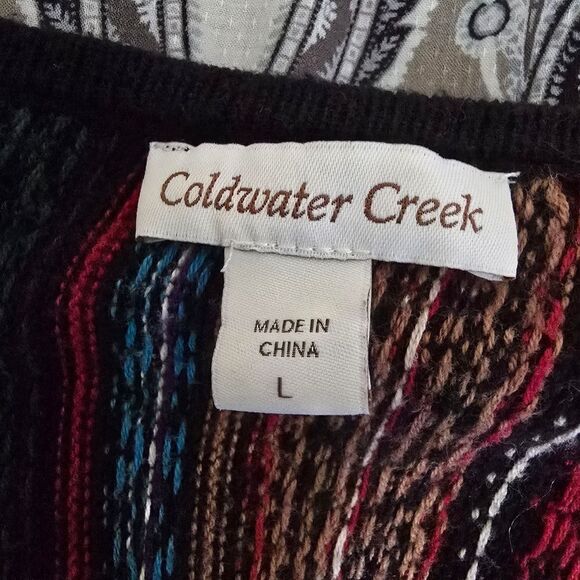 COLDWATER GREEK Women’s Colorful Striped V neck Sweater Top Size Large - Picture 8 of 9